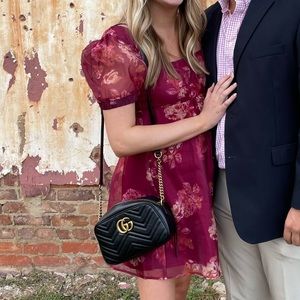 Floral Puff Sheer Sleeve Dress